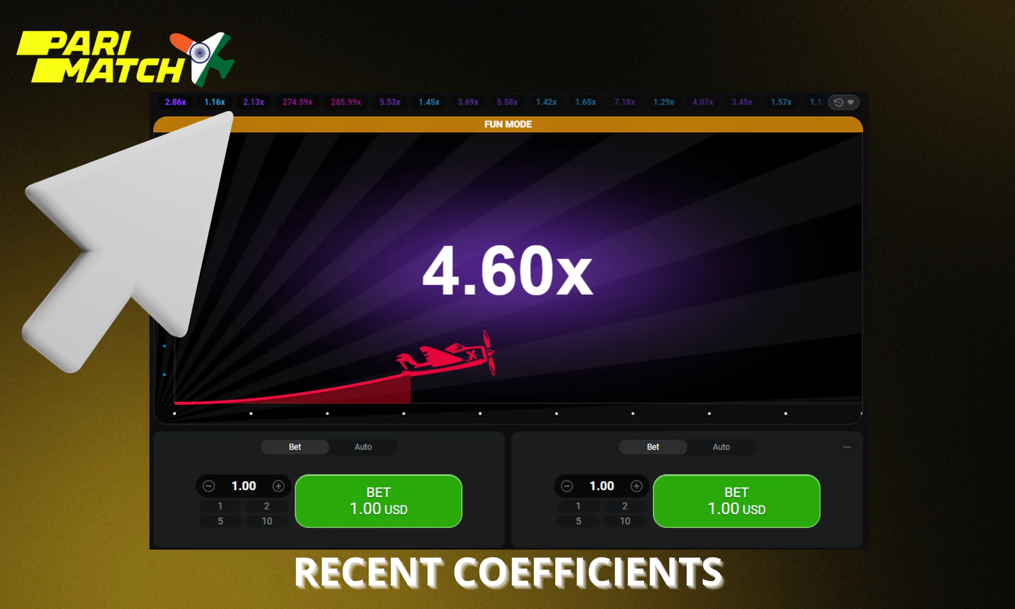 Data on all coefficients are displayed at the top of the playing field
